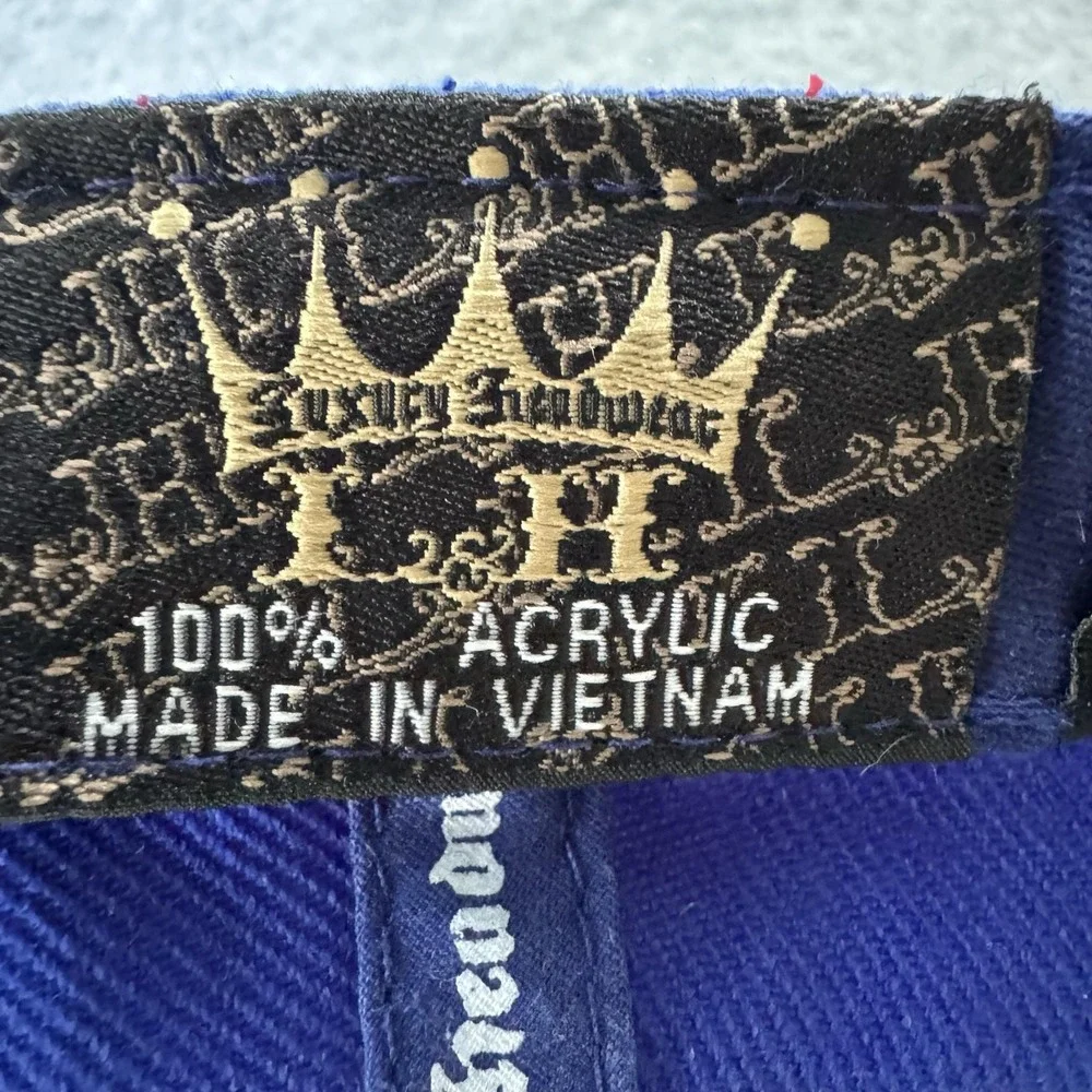 Luxury Headwear Hat Cap Fitted Mens XL Blue A Logo Baseball Embroidered Twill